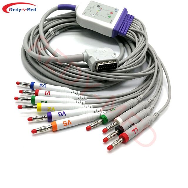 Compatibil cu Kenz 108, 109, 110, 1210, 1211, 601, Cardico 302 Cablu EKG cu 10 fire