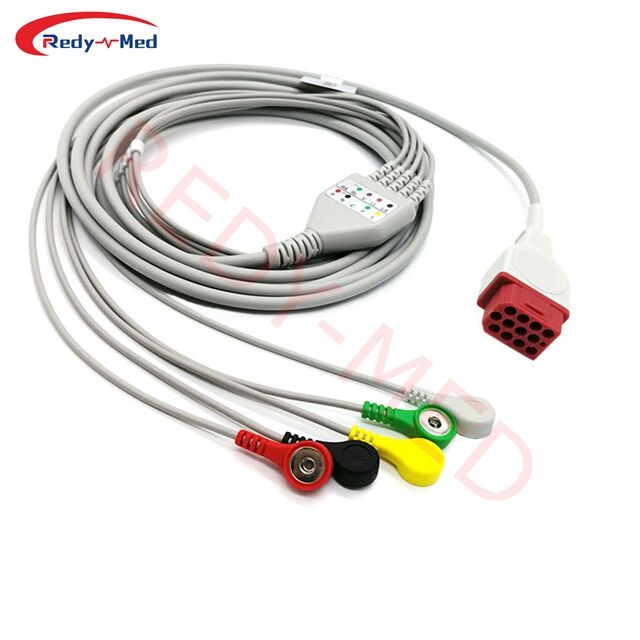 Compatible With Bionet BM5 One-Piece 3 Lead/ 5 Lead ECG Cable