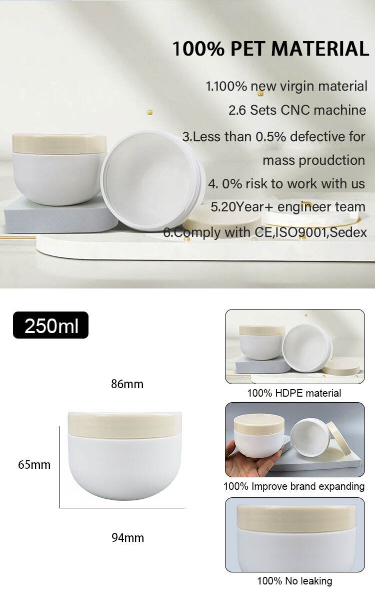 250ml hdpe plastic jar for skin care cream body butter -0