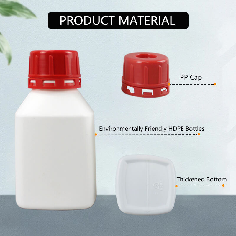 170ml hdpe square plastic bottle for reagent chemical liquid powder storage with child proof cap-1
