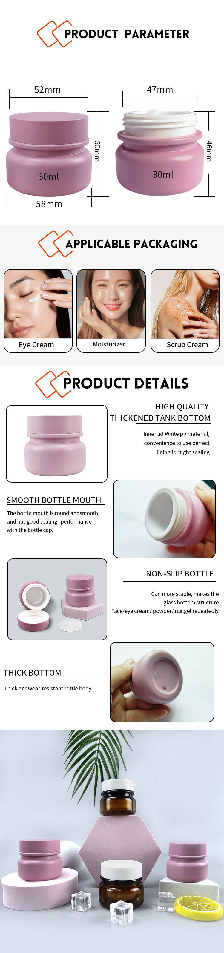 30g pet double wall plastic cosmetic jar container for cleansing balm cream-0