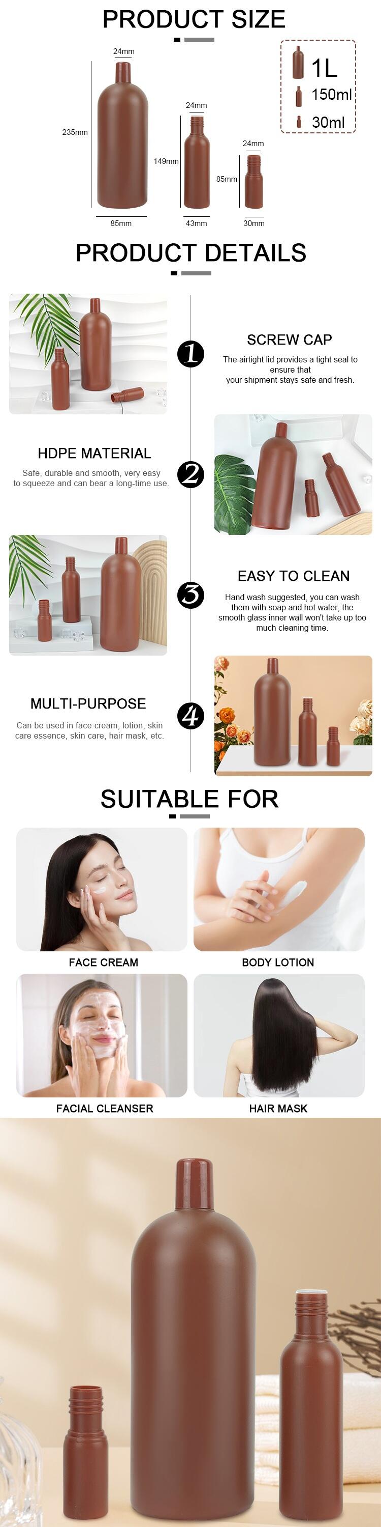30ml 150ml 1000ml brown boston plastic bottle for lotion shampoo -0