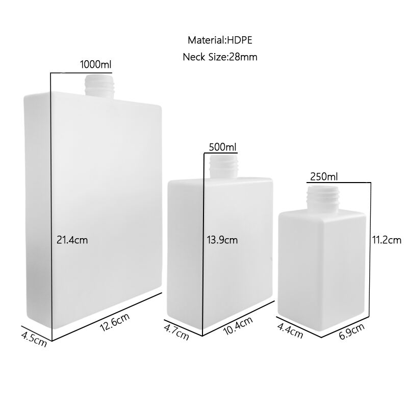 250ml 500ml 1000ml hdpe square bottle for shampoo conditioner lotion-1