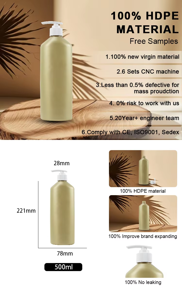 luxury 500ml hdpe squeeze shampoo lotion bottle wih flip cap-0