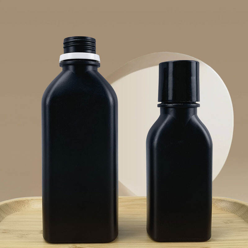 Custom Plastic 100ml 200ml HDPE Black Lotion Bottle with Disc Top Cap