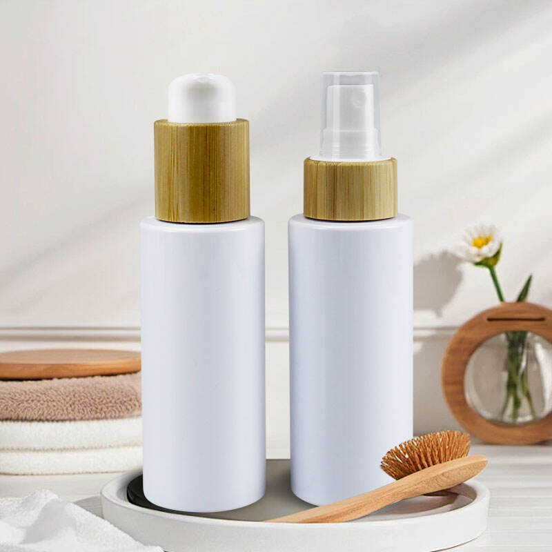 Custom 100ml 240ml Cosmetic Plastic Lotion Liquid Bottle with Bamboo Neck 