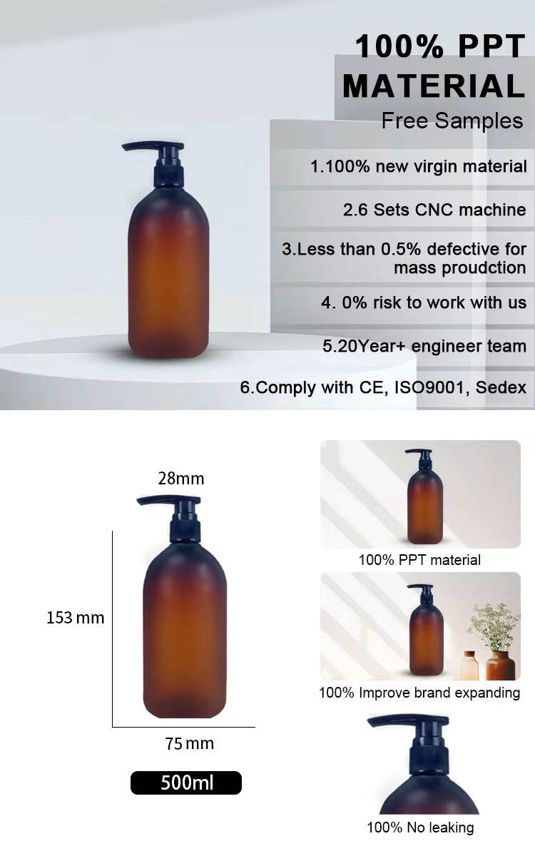 frosted matte soft touch plastic bottle pet 500ml shampoo lotion pump-0