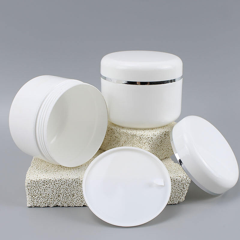 PP Silver Round White Body Butter 250ml Plastic Jar for Cosmetic