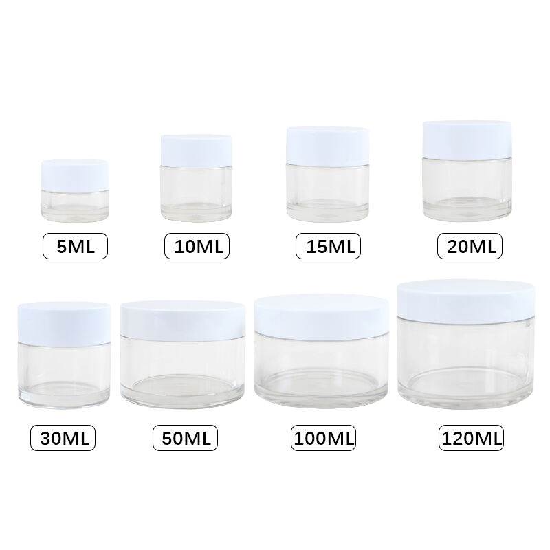  5ml 10ml 15ml 20ml 30ml 50ml 100ml 120ml  Cosmetic Cream Pet Plastic Jar With PET Lid