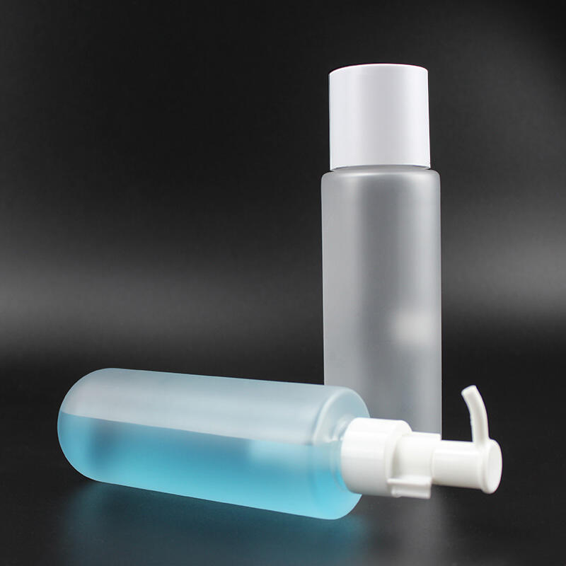 250ml PET plastic frost matt transparent round shape cosmetic bottle 