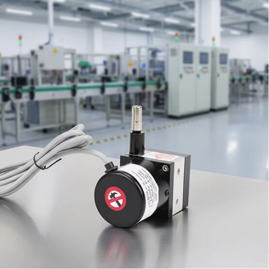 Why is a draw wire sensor preferable for long-range displacement applications?