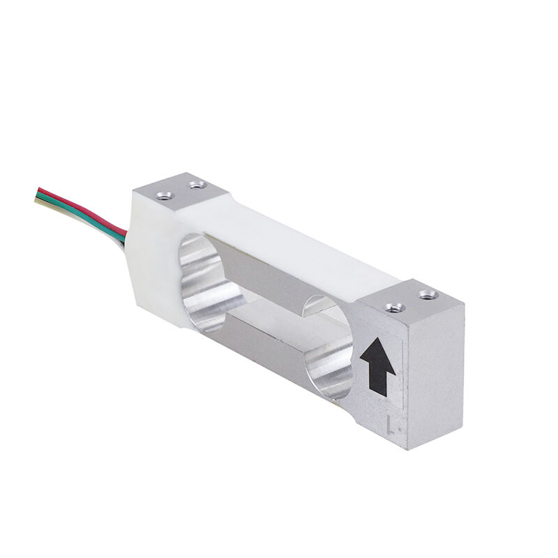 Czujnik siły typu SOP – komórka pomiarowa typu „shear beam” o zakresie 2 kg, jednopunktowa, dokładność 0,02 %, napięcie zasilania 5–15 V, przeznaczona do zastosowań w automatyce przemysłowej i wagach platformowych