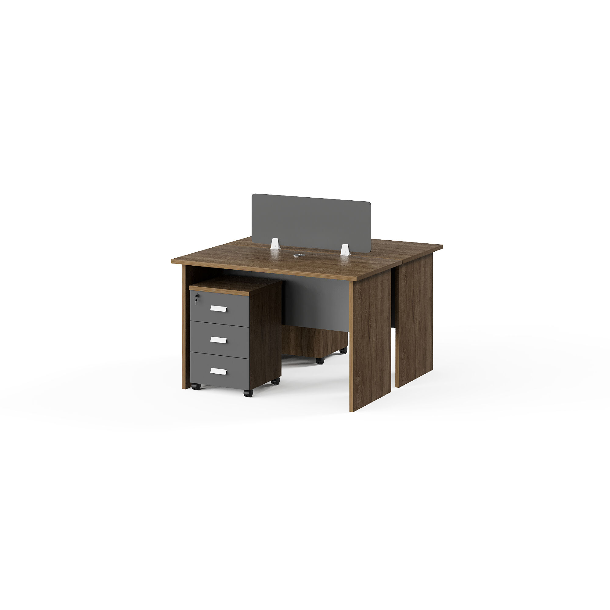 Classic Style Melamine Workstation for 2 Seats with 2 Mobile Drawer Used by Employee
