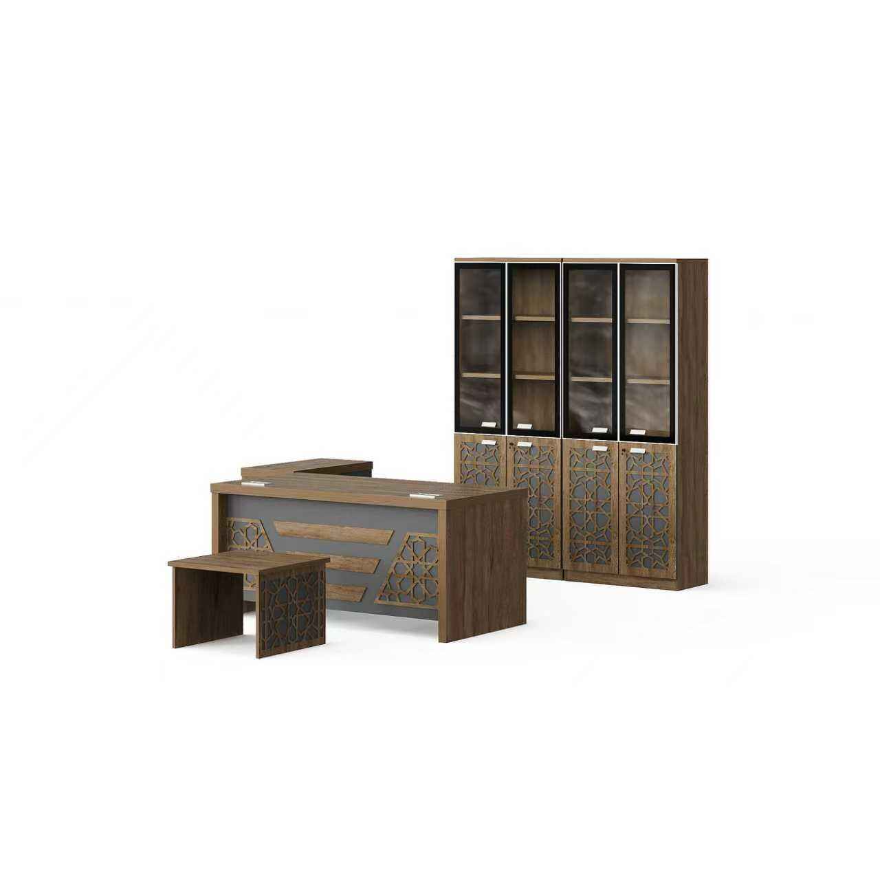 Modern Style Melamine Office Table + Side Table with Mobile drawer