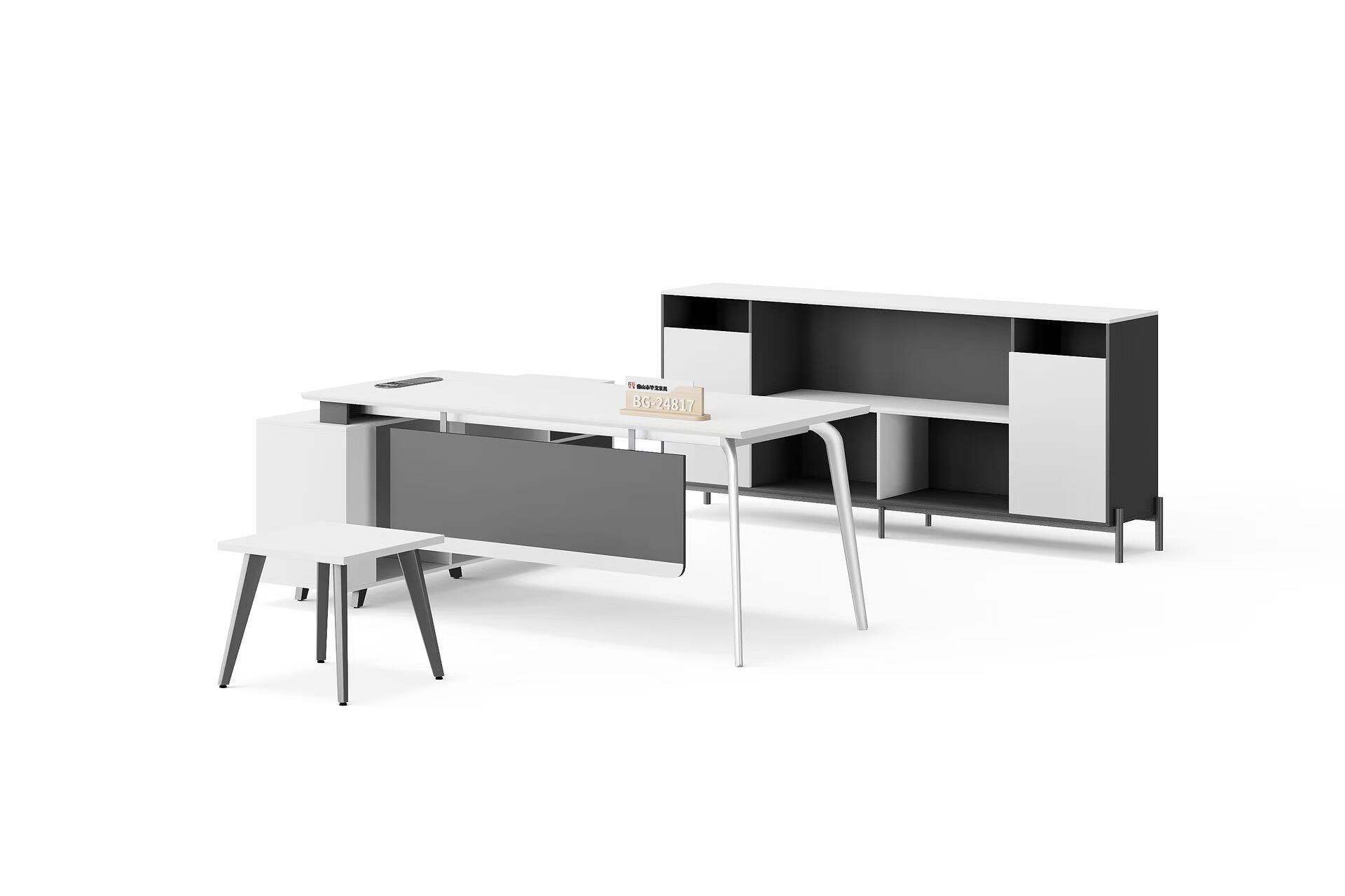 مێزی L شێلی ملامین و ئاسنی شێوازی نوێ لەگەڵ کابینە و مێزی چایخواری