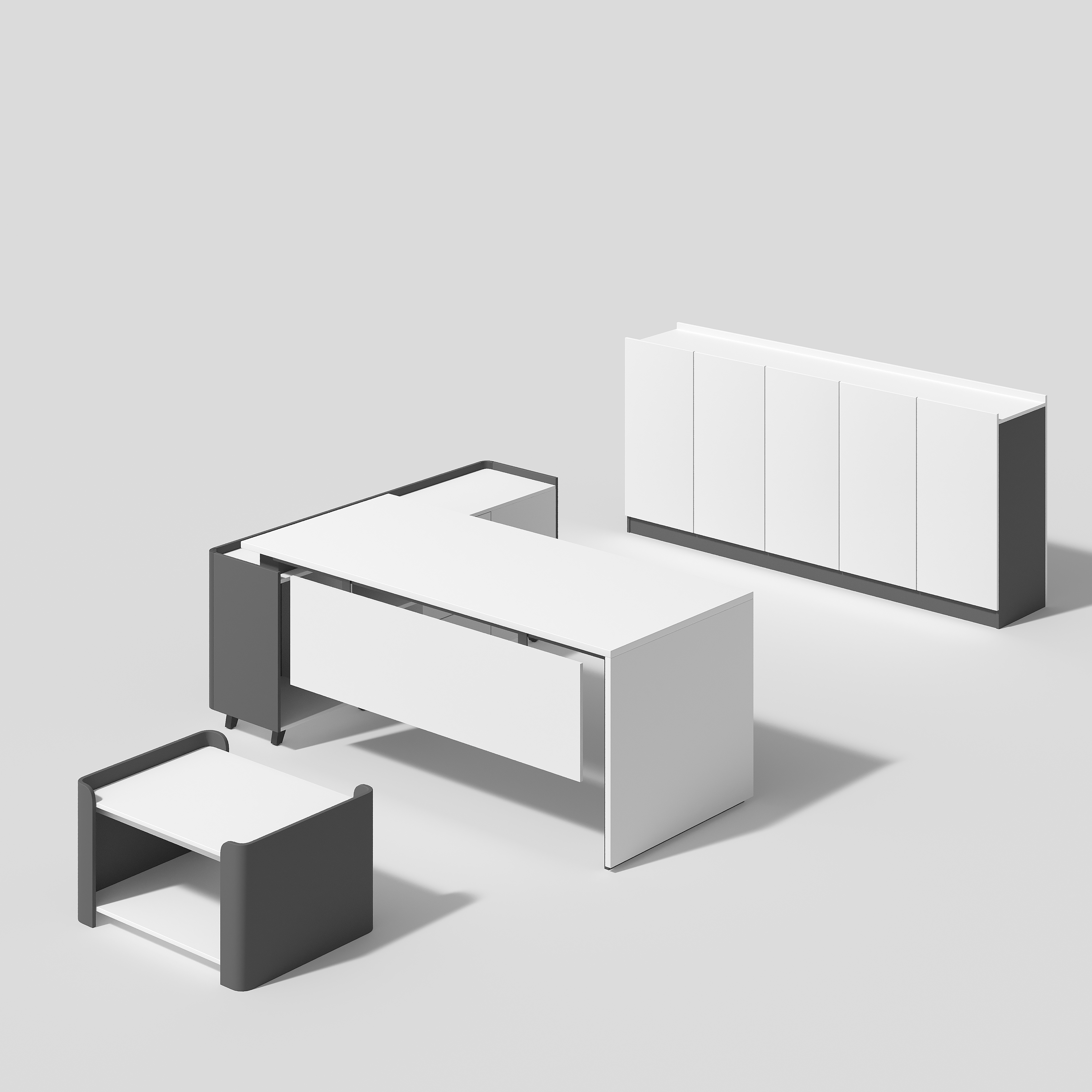 Melamine Executive Office Computer Desk Set with Metal Frame and ...