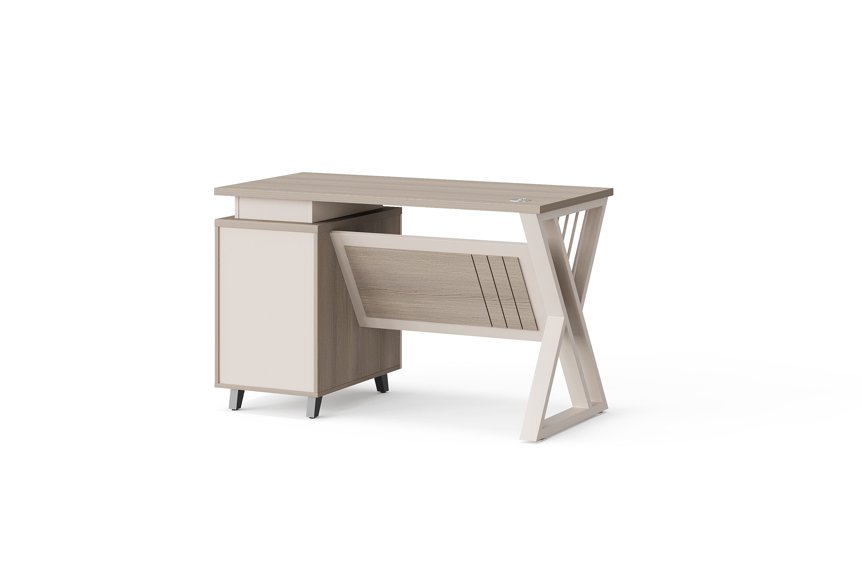 Modern Style Melamine and Iron Staff Table with Mobile Drawer
