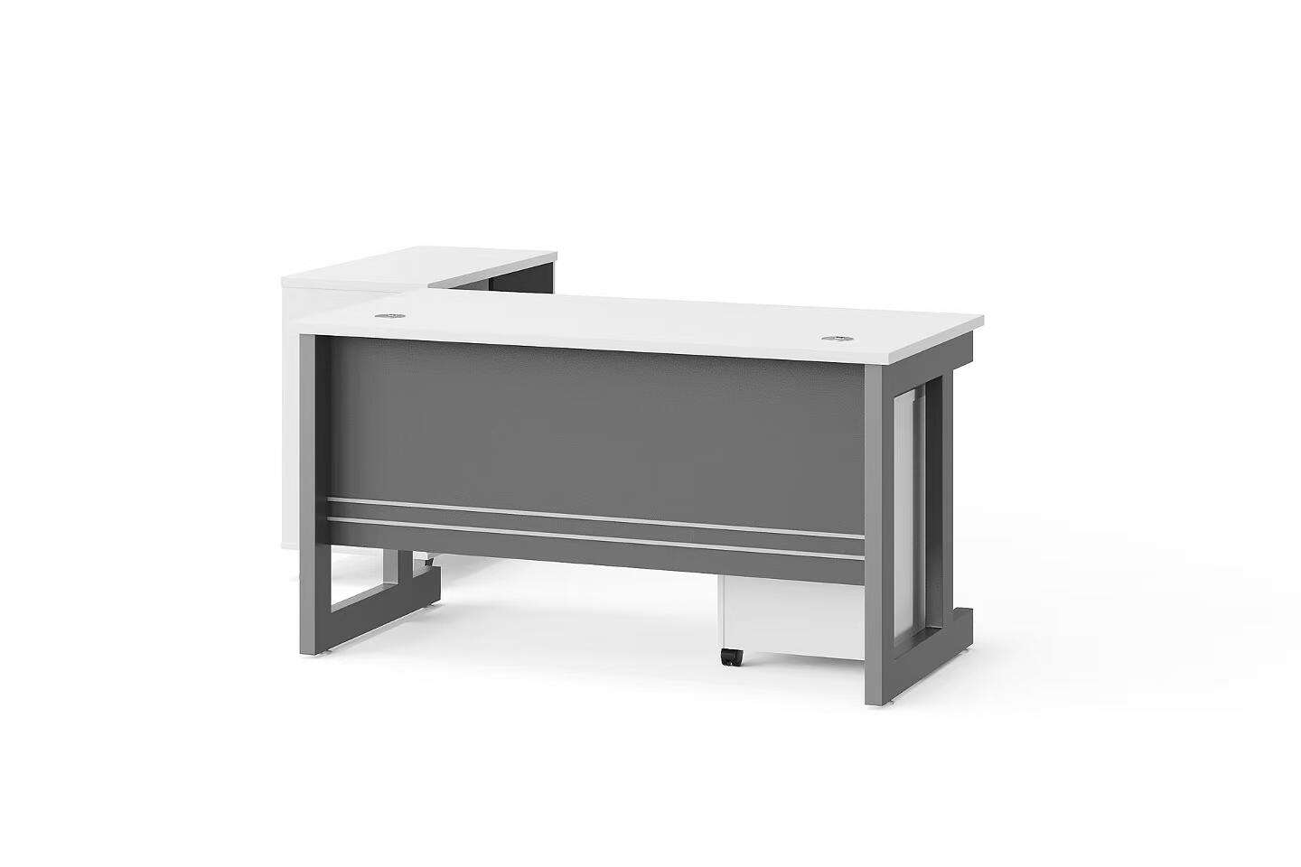 Tavola tal-Uffiċju Moderna f'Melamina u Ħadid + Tavola Taħt il-Karozza b'Drawer Mobili