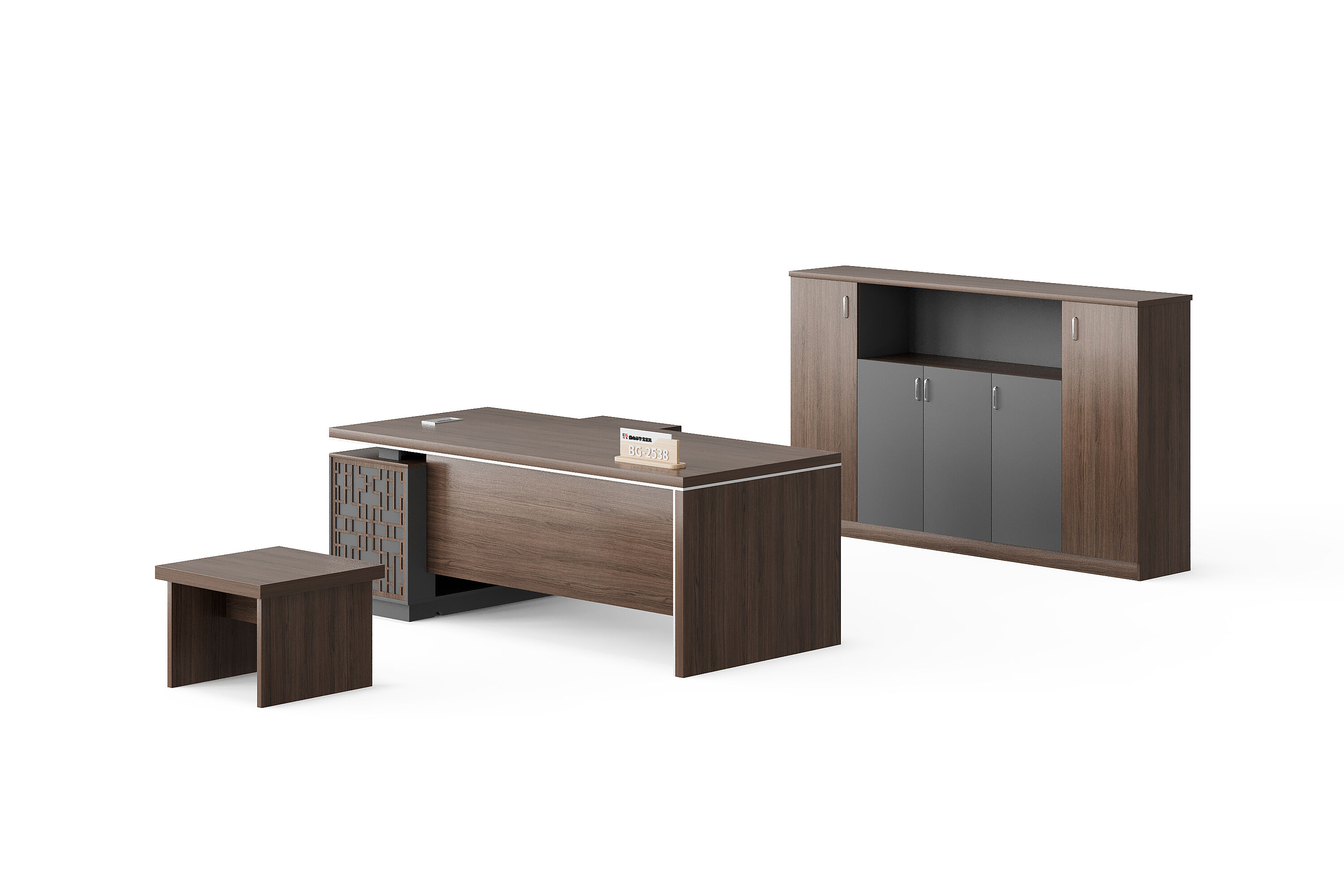 Classic Style Melamine L Shape Table with Cabinet and Coffee Table