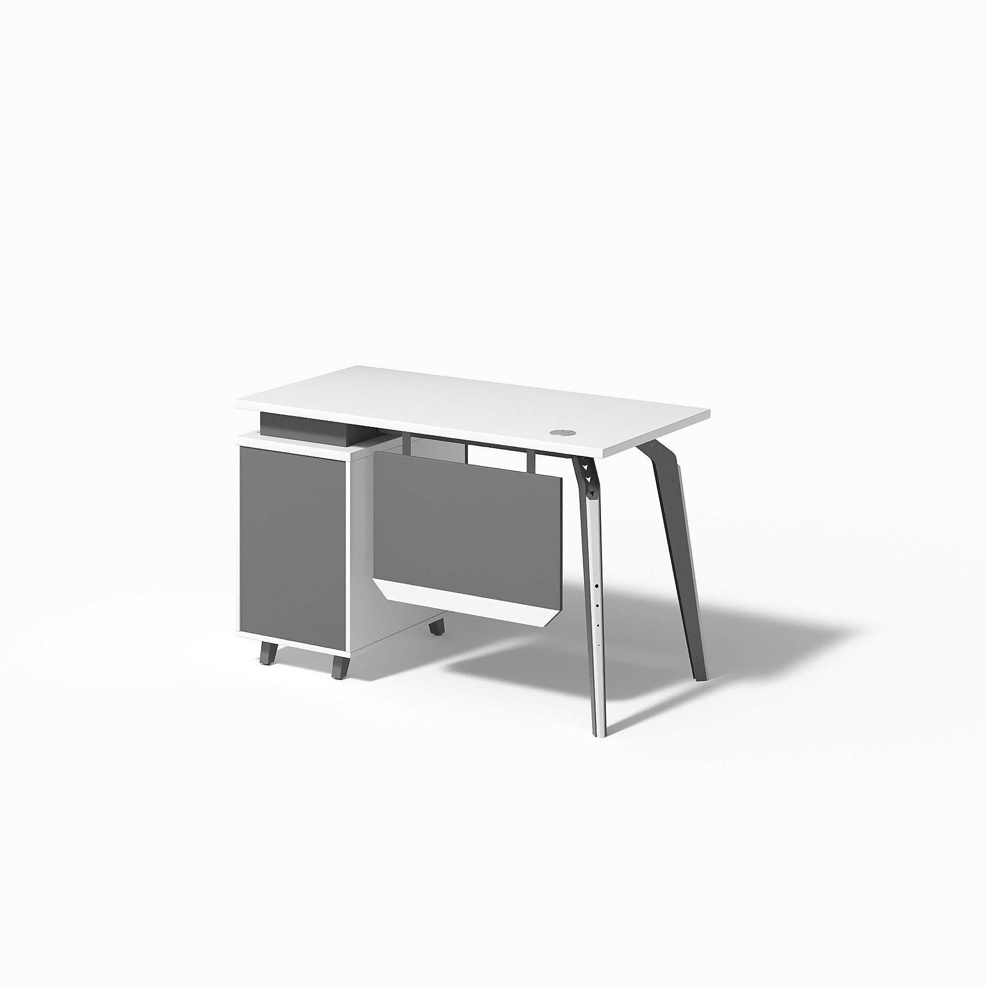 Modern Style Melamine and Iron Staff Table with Mobile Drawer