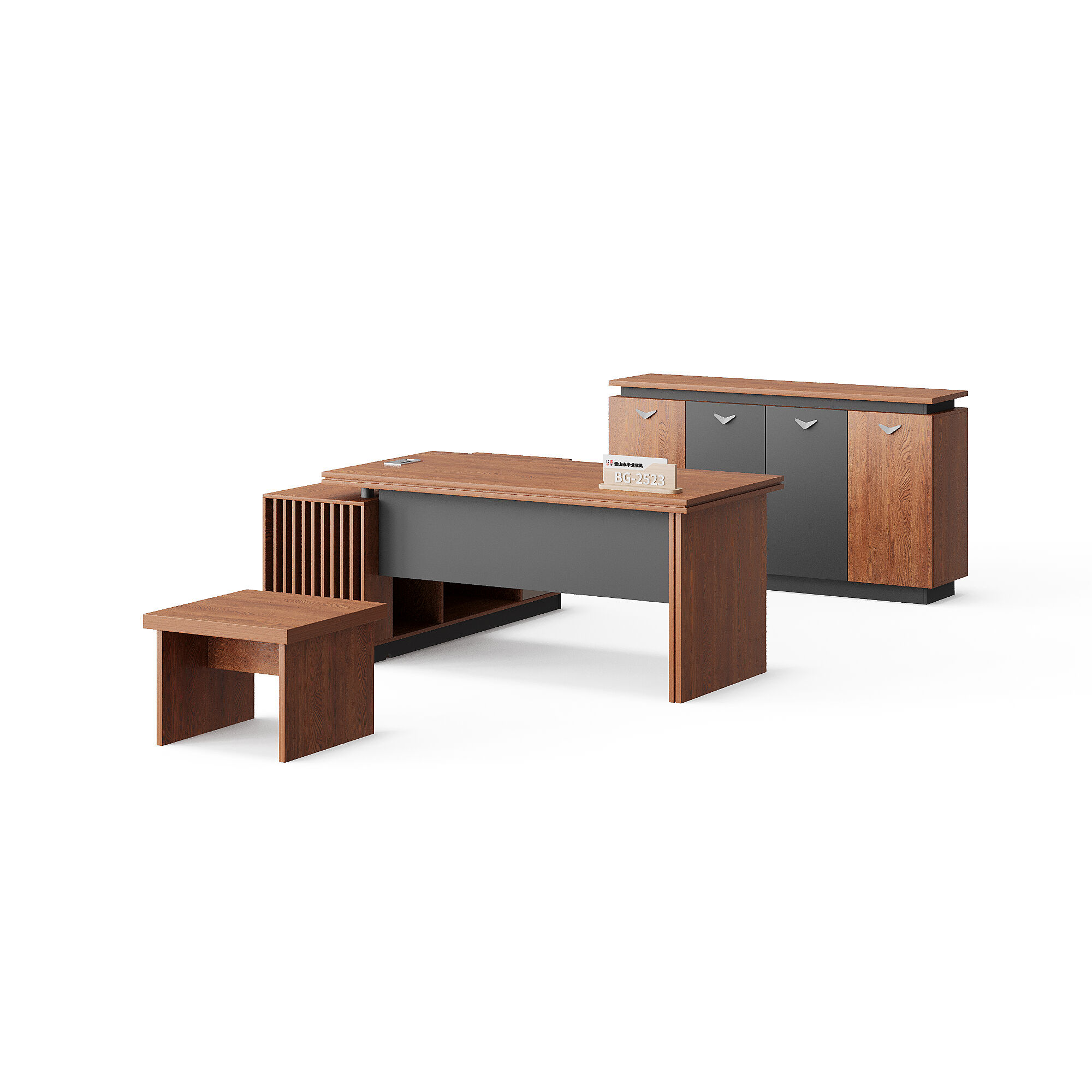 Classic Style Melamine L Shape Table with Cabinet and Coffee Table