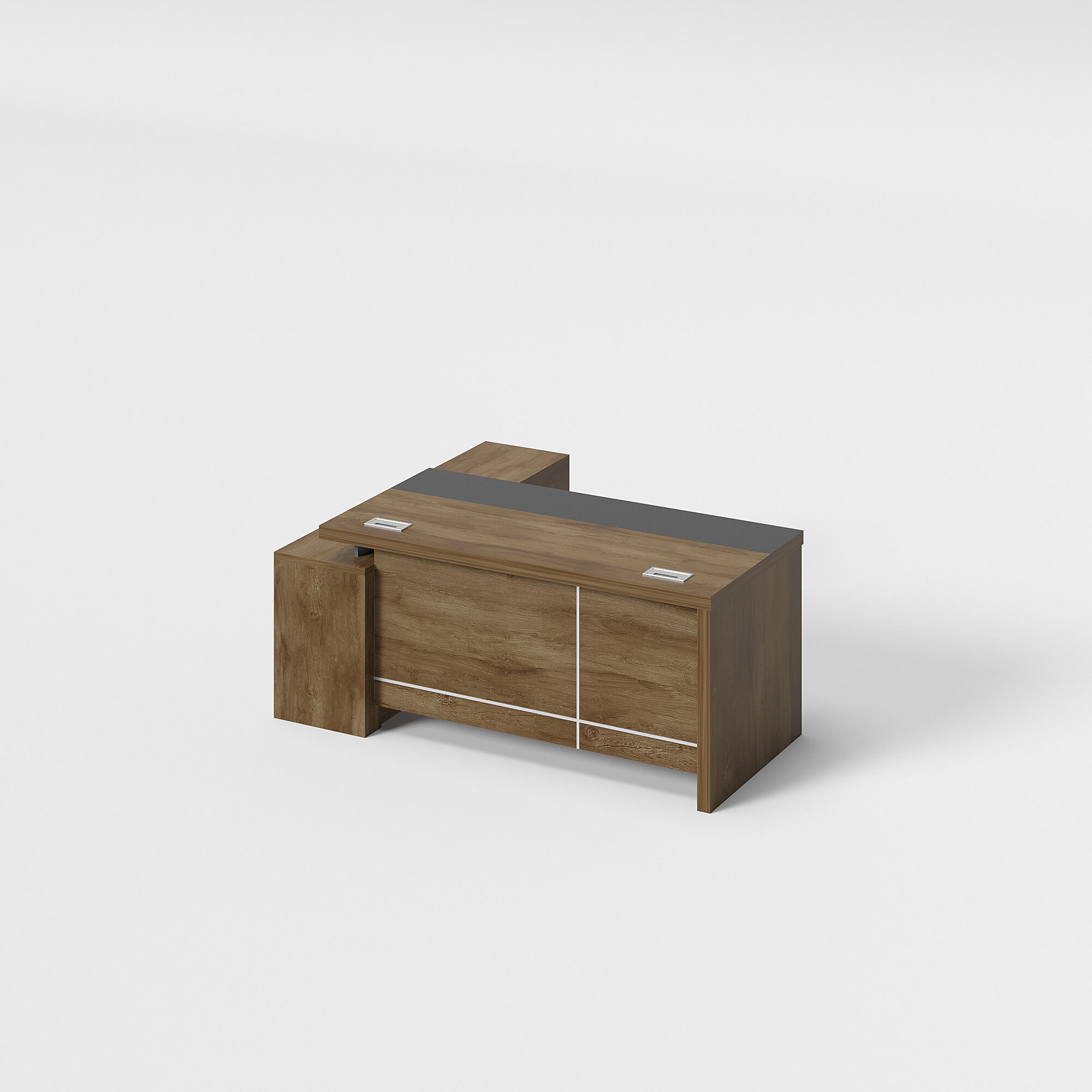 Modern Style Melamine L Shape Table with Cabinet and Coffee Table