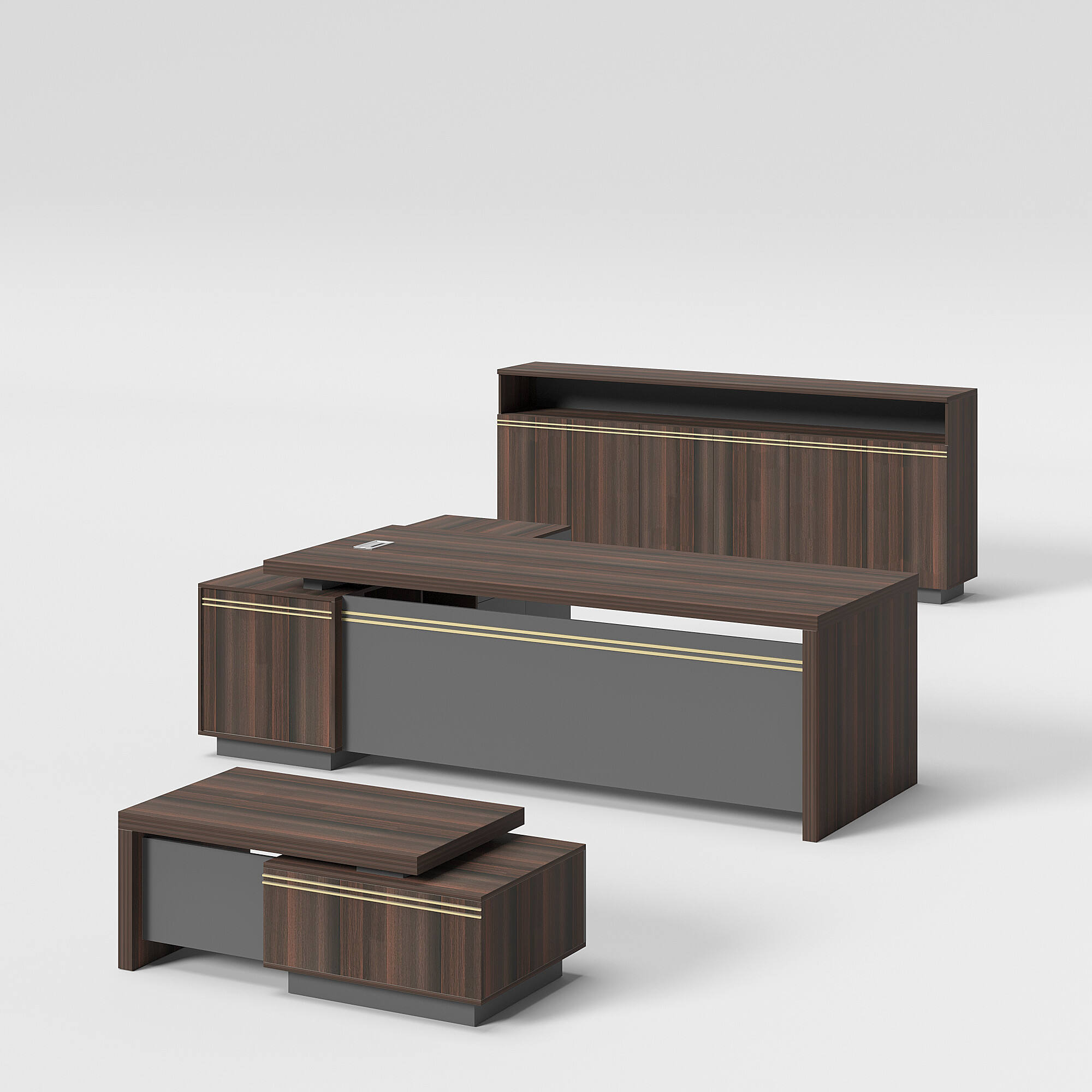 Executive Style Melamine Office Desk Set with Storage for Professional Workspaces