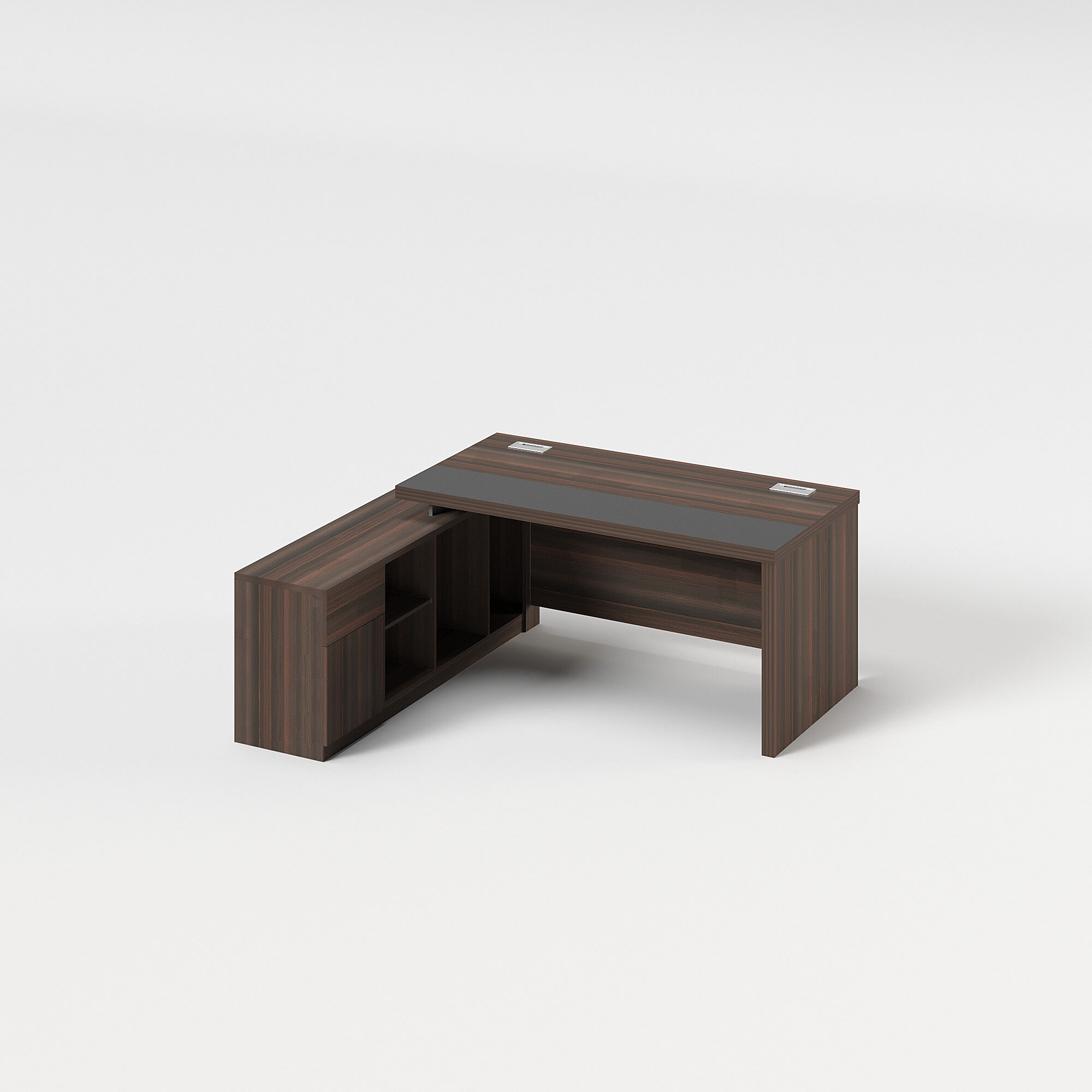 Modern Style Melamine L Shape Table with Cabinet and Coffee Table