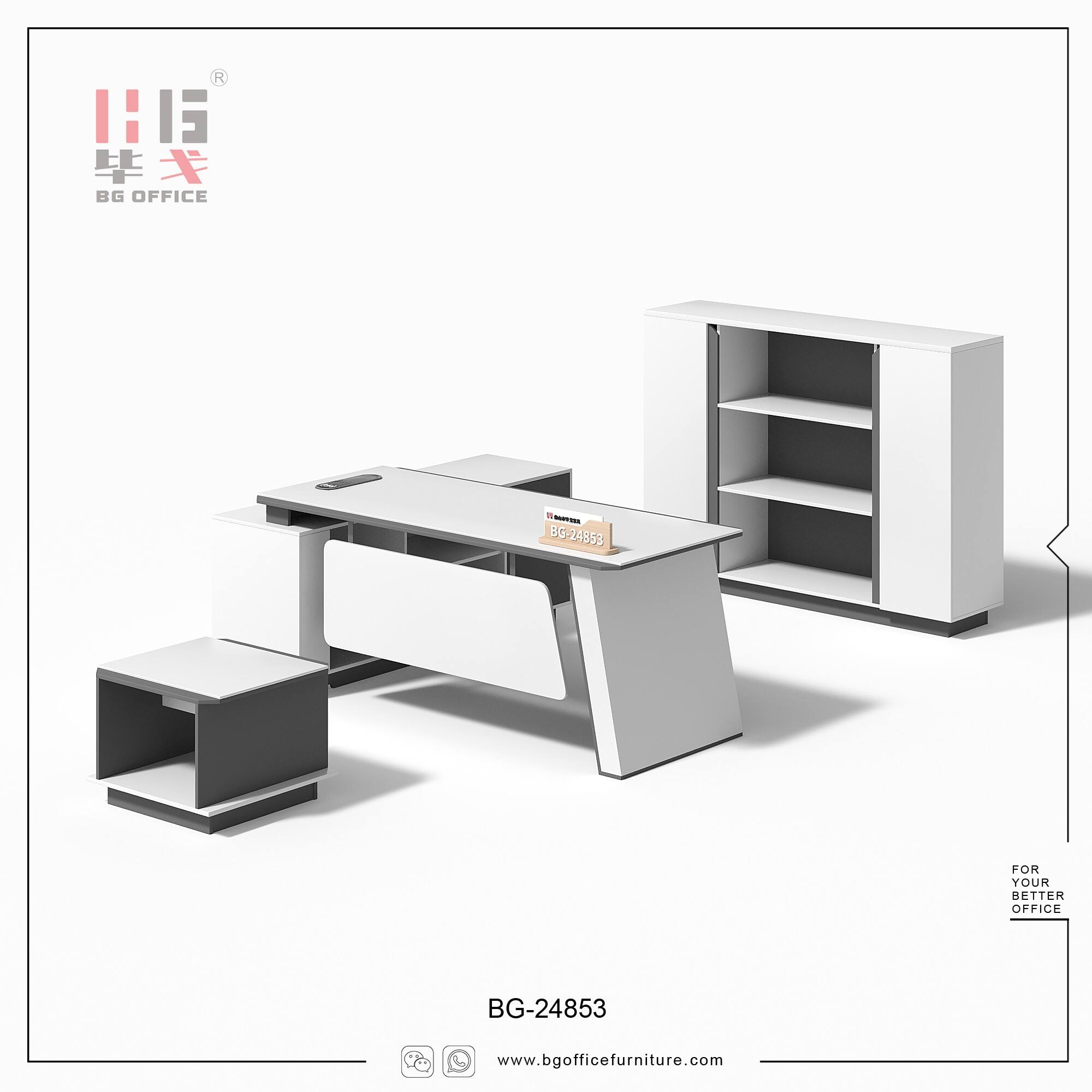 Modern Style Melamine and Iron L Shape Table with Cabinet and Coffee Table