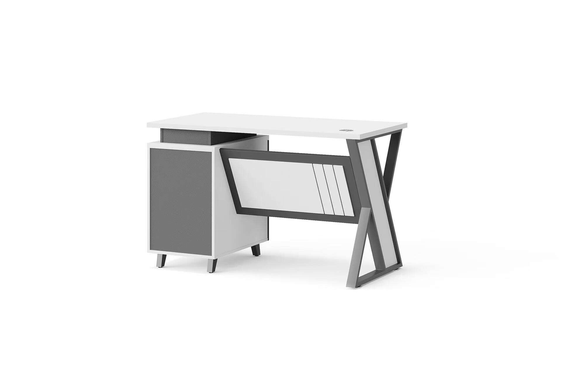 Modern Style Melamine Board and Iron Legs Staff Table for Employee