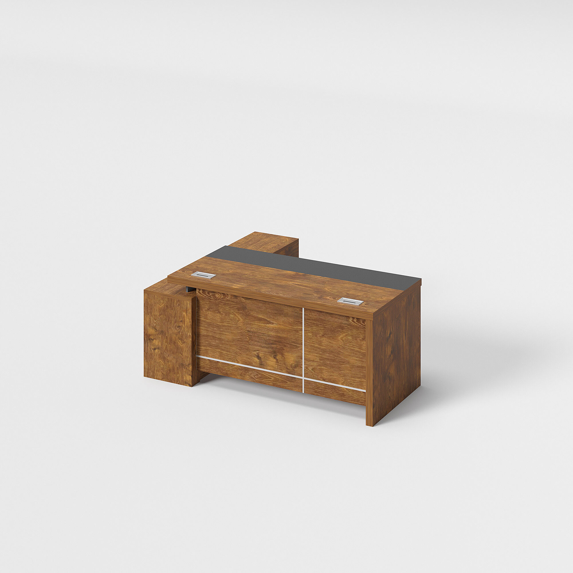 Modern Style Melamine L Shape Table with Cabinet and Coffee Table