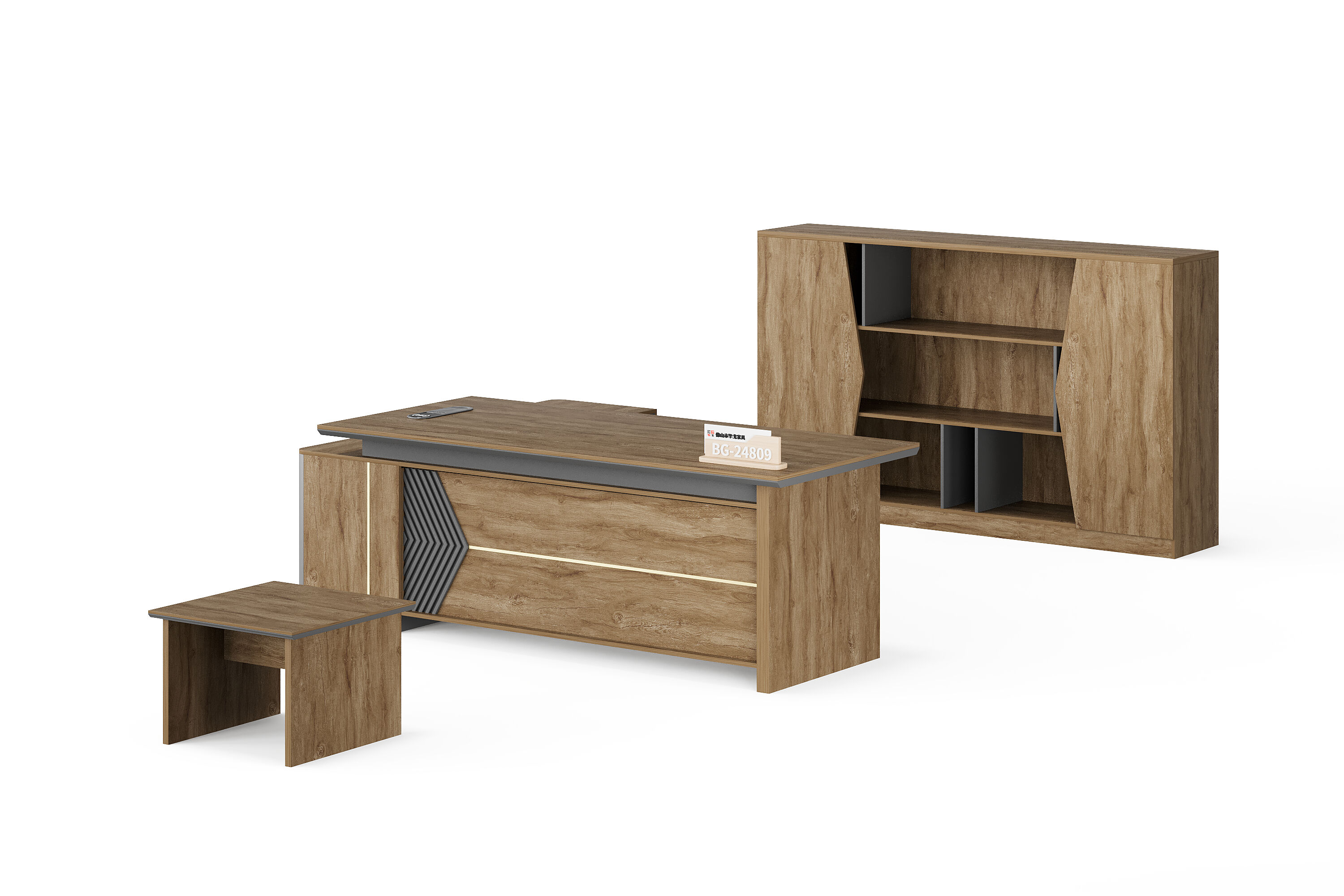 Modern Style Melamine L Shape Table with Cabinet and Coffee Table