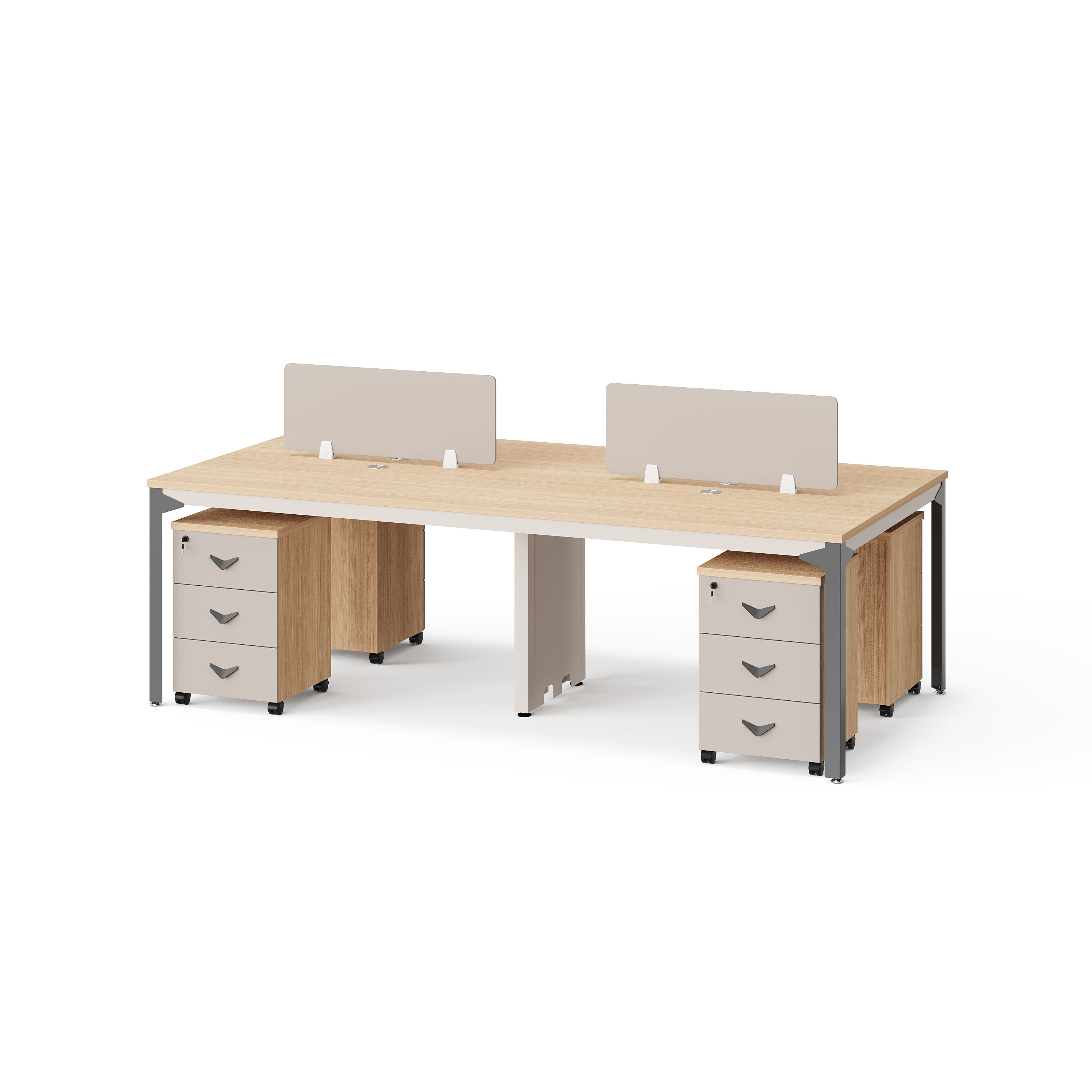 Modern Melamine Office Workstation with Mobile Storage Cabinet