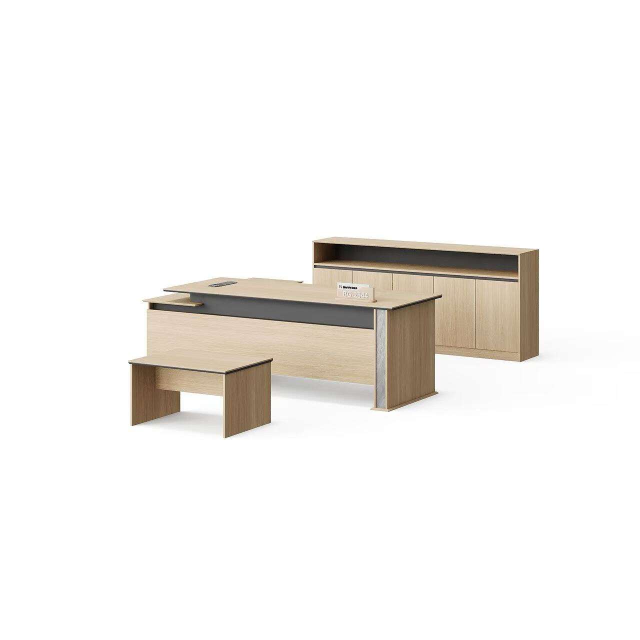 Modern Style Melamine L Shape Table with Cabinet and Coffee Table