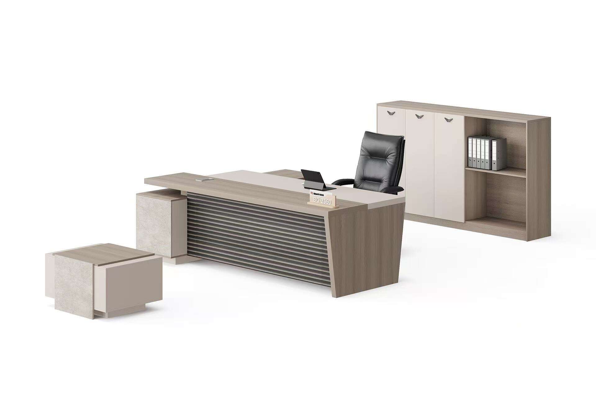 میز ال شکل با سبک مدرن ملامین با کابینت و میز قهوه‌خوری