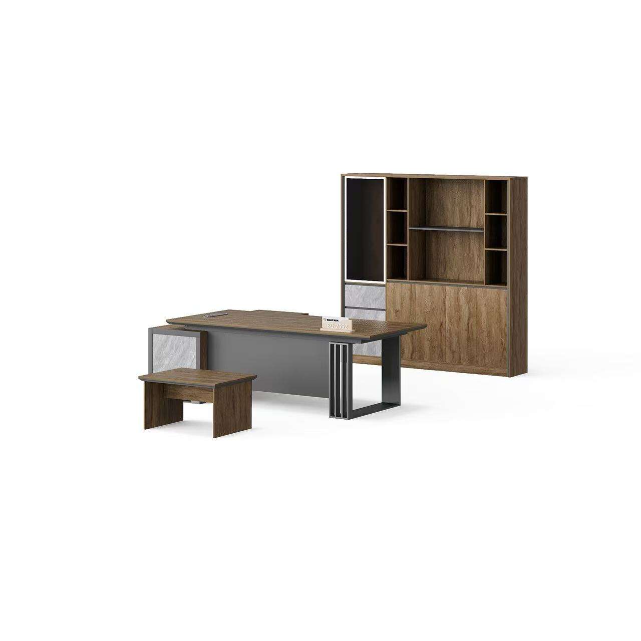 Modern Style Melamine and Iron L Shape Table with Cabinet and Coffee Table