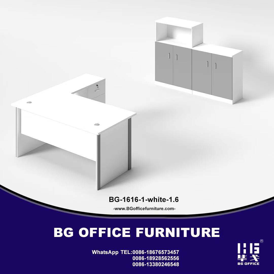 Modern Style Melamine L Shape Table with Cabinet and Coffee Table