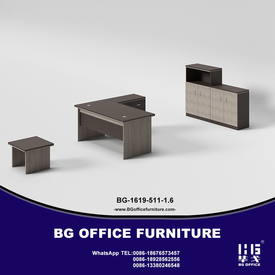 Modern Style Melamine L Shape Table with Cabinet and Coffee Table