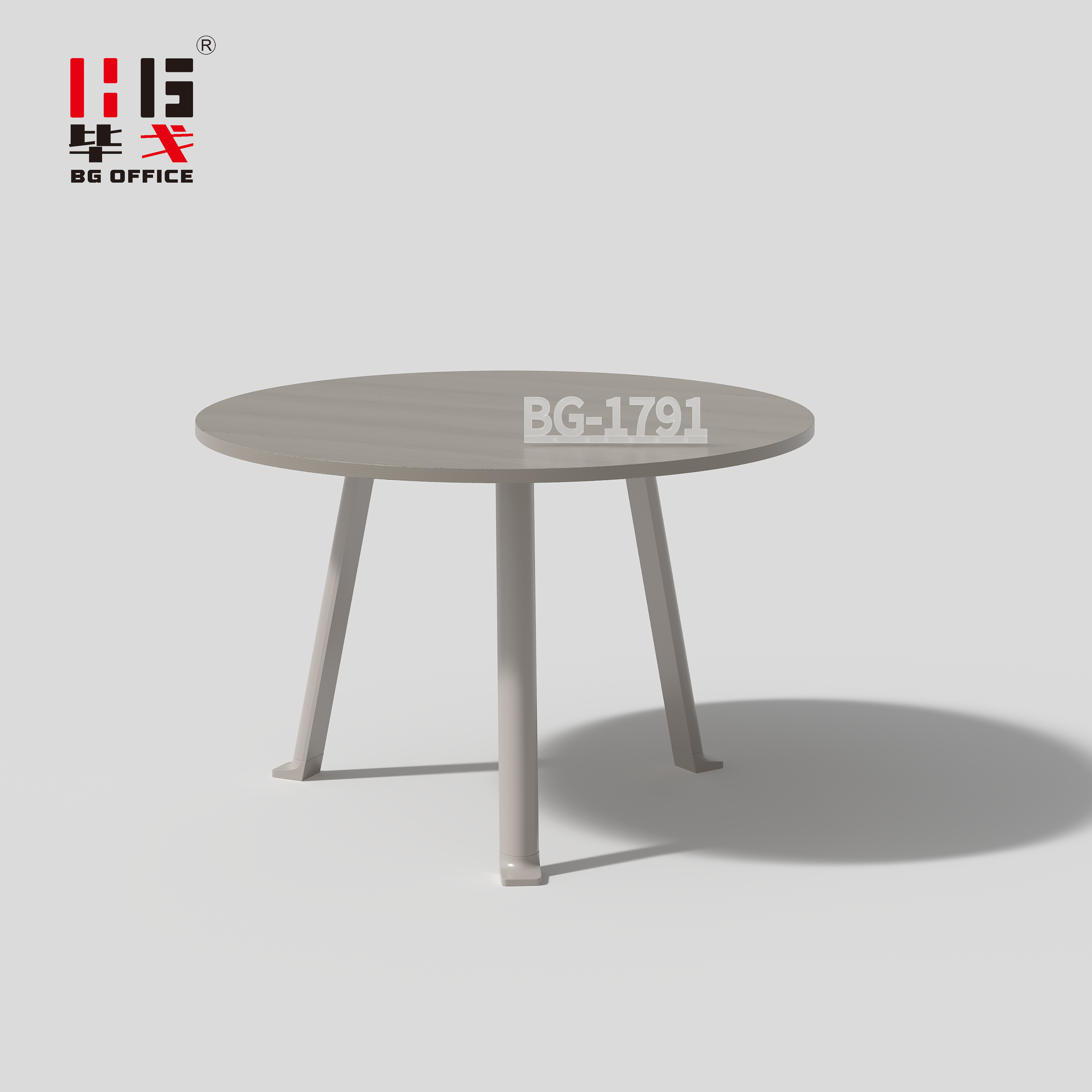 Round Melamine Negotiation Table with Metal Legs for Office Meetings