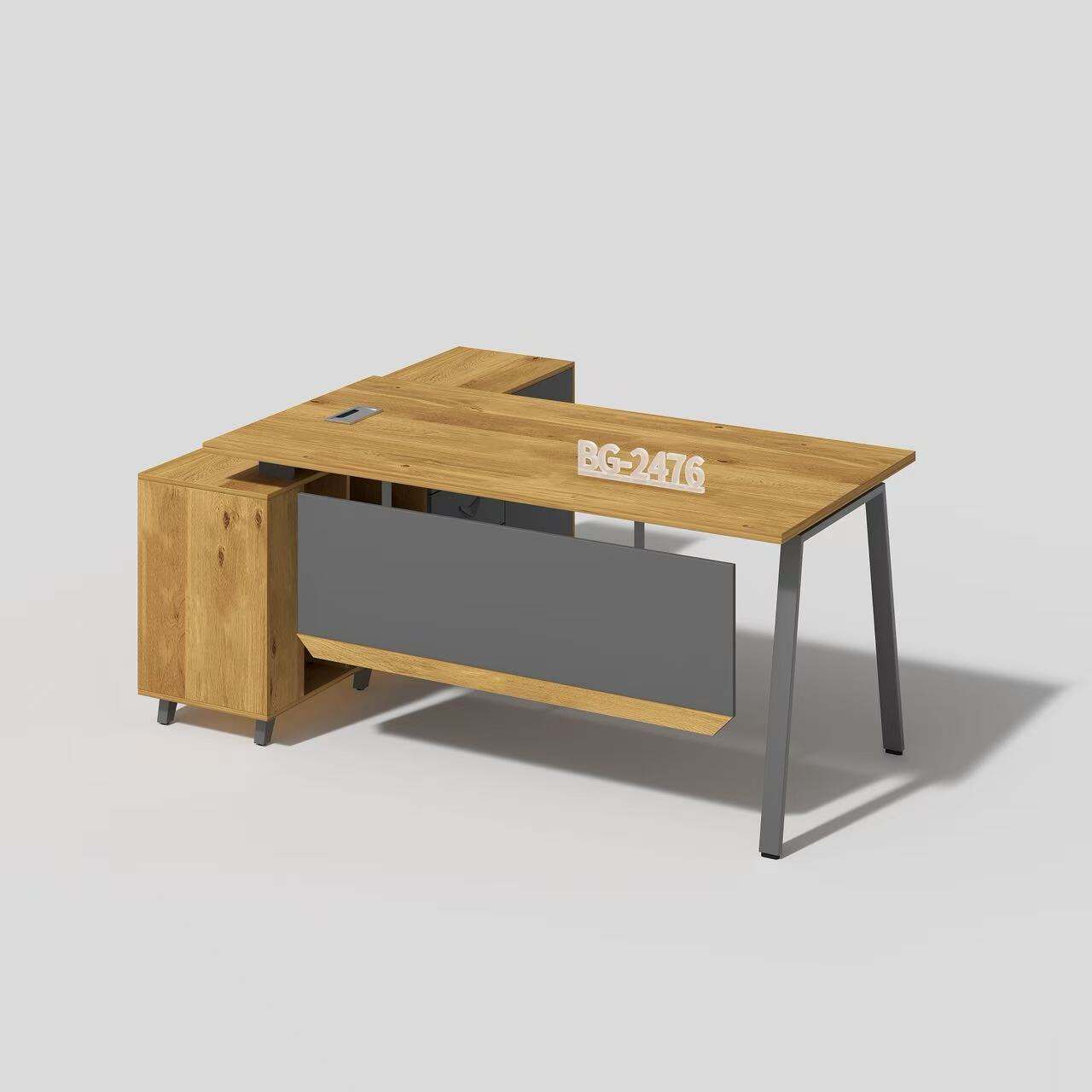 Tabella L ta' Melamina u Żejż Moderna ma' Kabinet u Tabella tal-Kafè