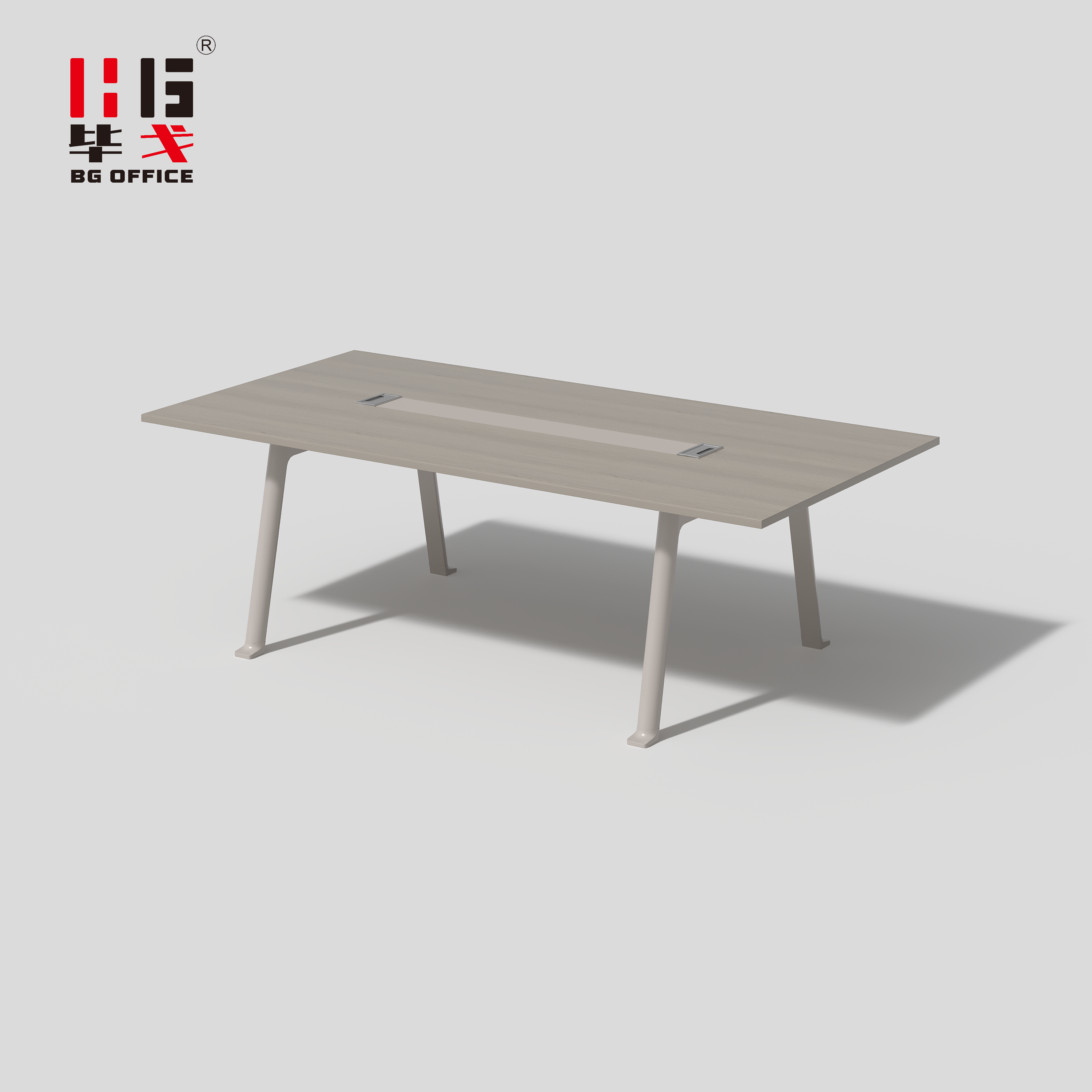 Mesa de Reunião Moderna de Melamina com Pernas de Metal para Conferências no Escritório