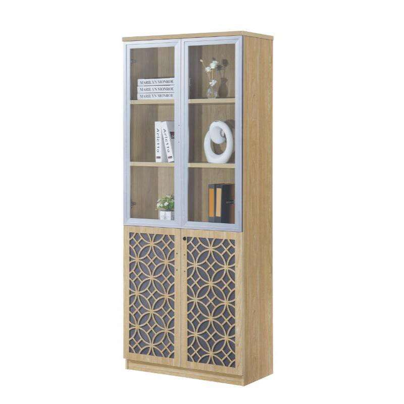Classic Design Elegant Carved Panels Wooden Office Desk with Side Table