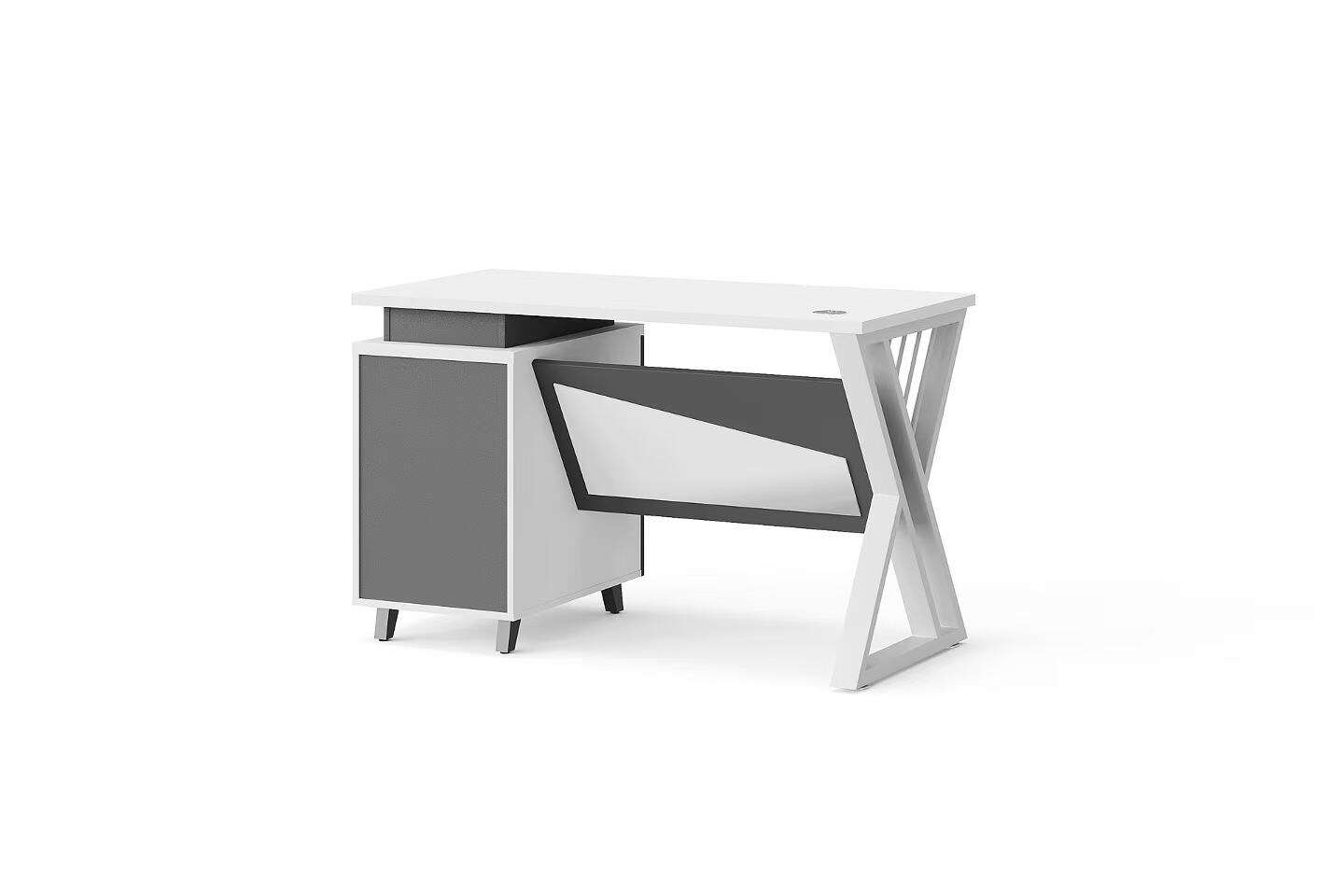 Modern Style Melamine Board and Iron Legs Staff Table for Employee