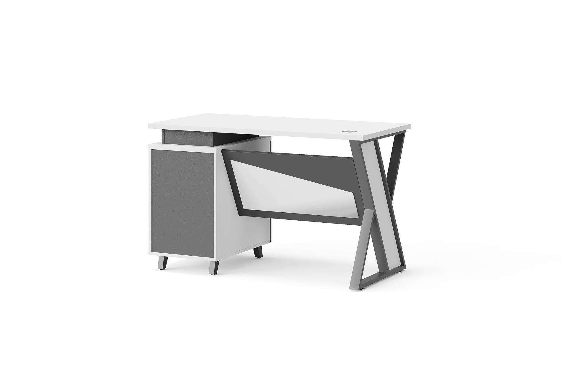 Modern Style Melamine Board and Iron Legs Staff Table for Employee