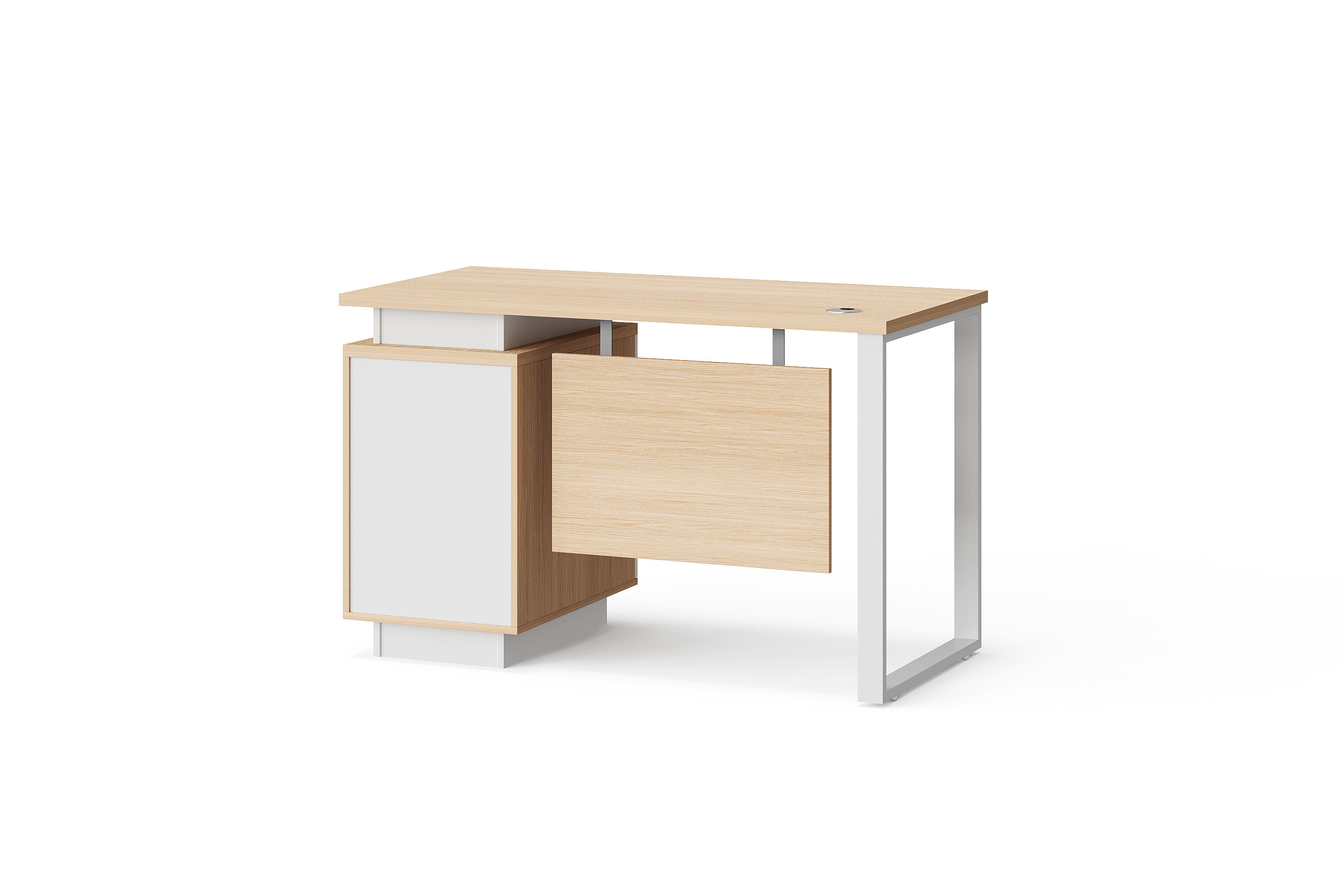 Modern Style Melamine and Iron Staff Table with Mobile Drawer