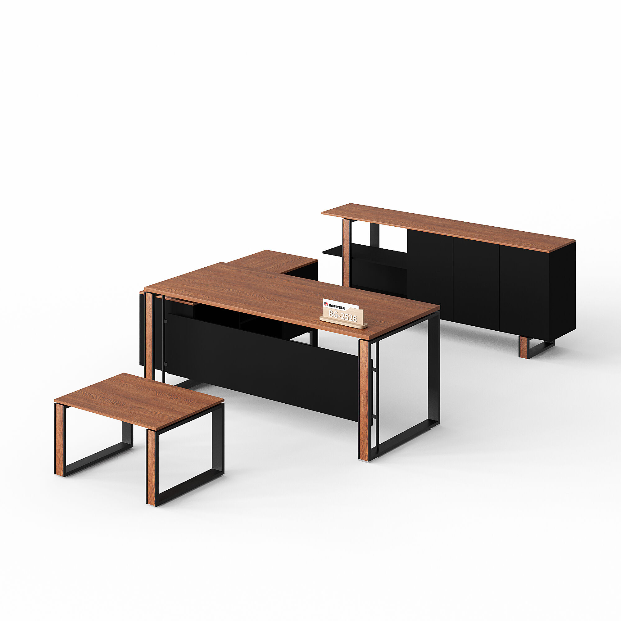 Commercial Modern Wooden Office Desk Set with Cabinet Storage and Coffee Table