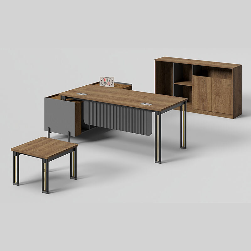Elegant Design Melamine Furniture Executive Computer Desk Set with Cabinet