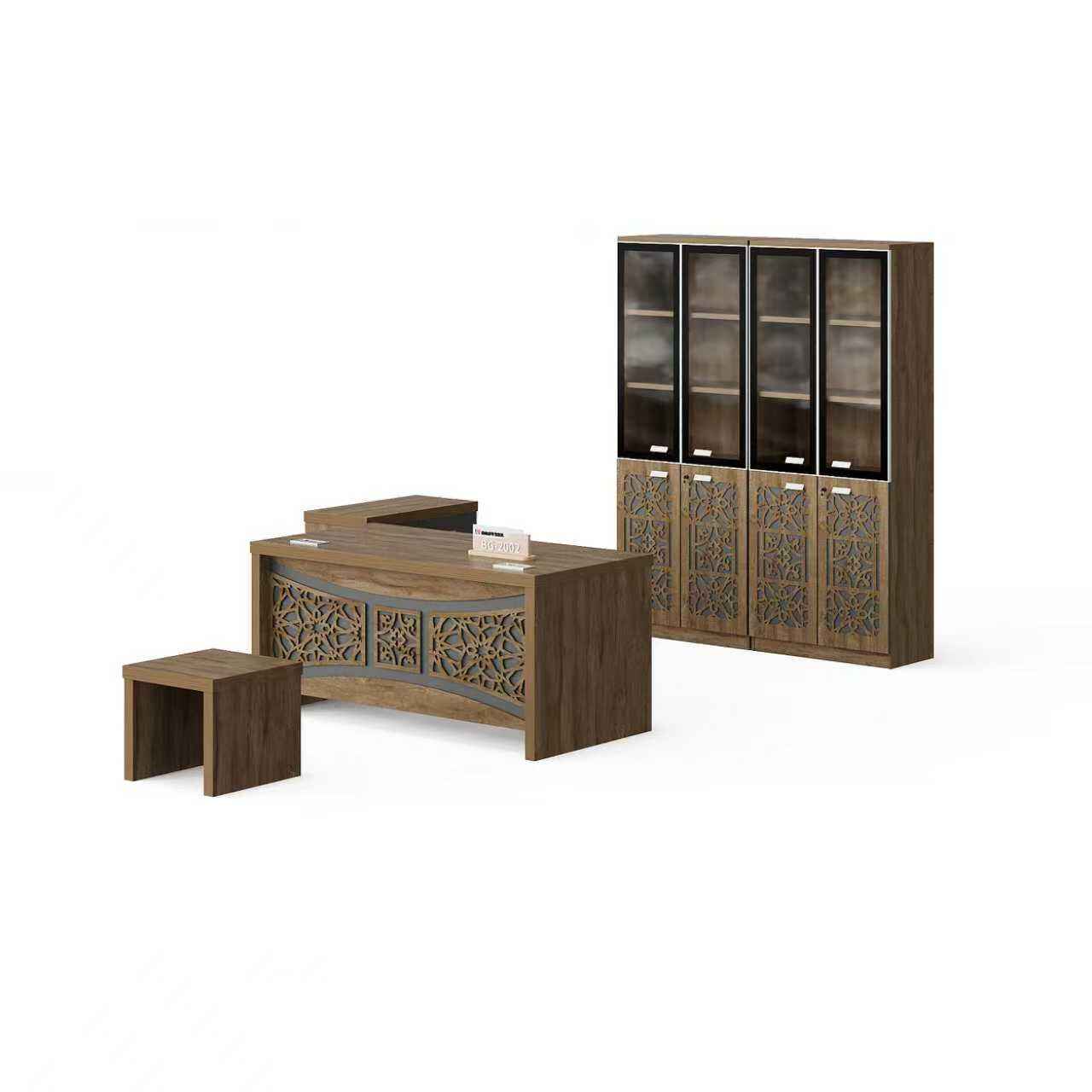 Traditional Style Melamine Office Table + Side Table with Cabinet and Coffee Table
