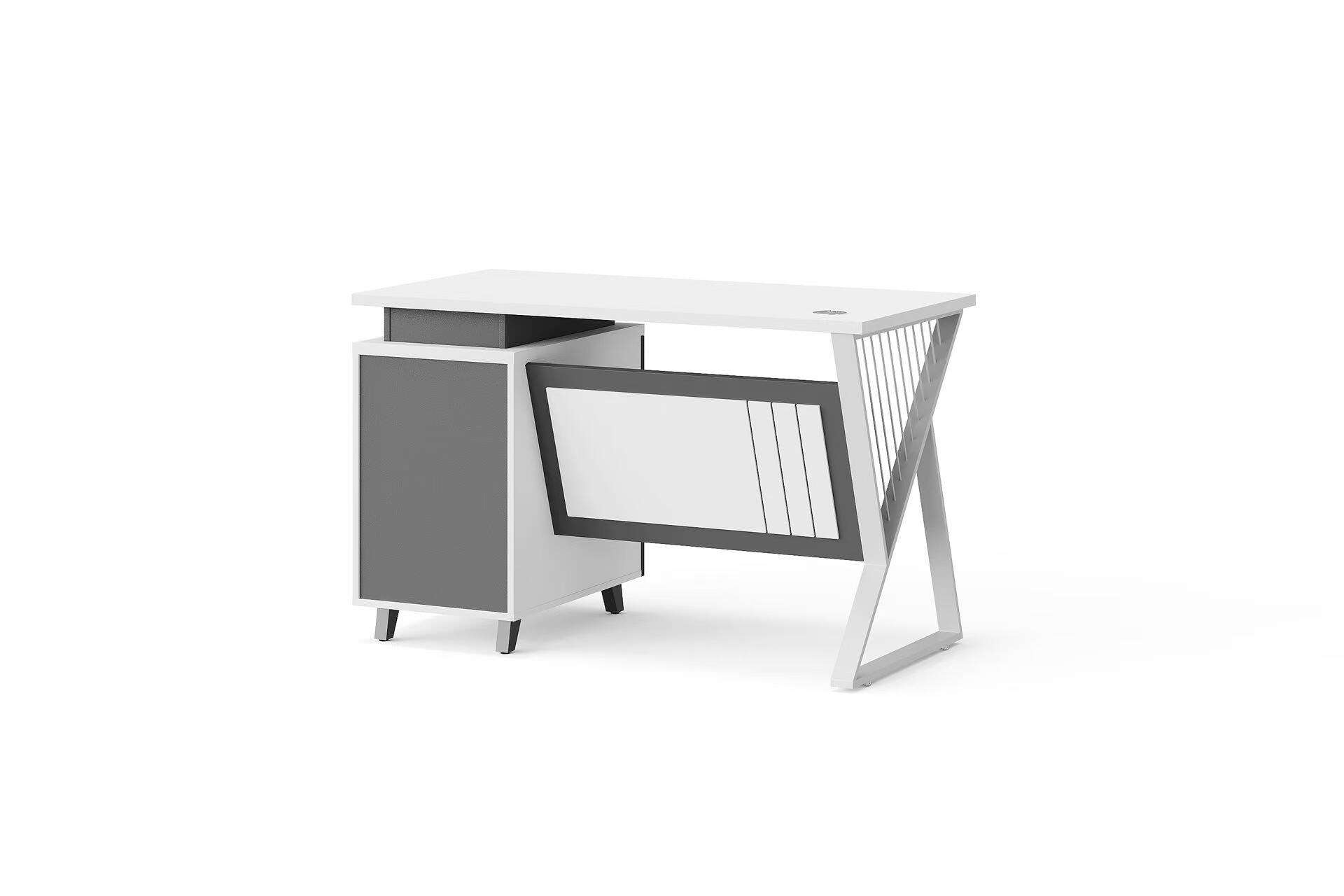 Modern Style Melamine Board and Iron Legs Staff Table for Employee