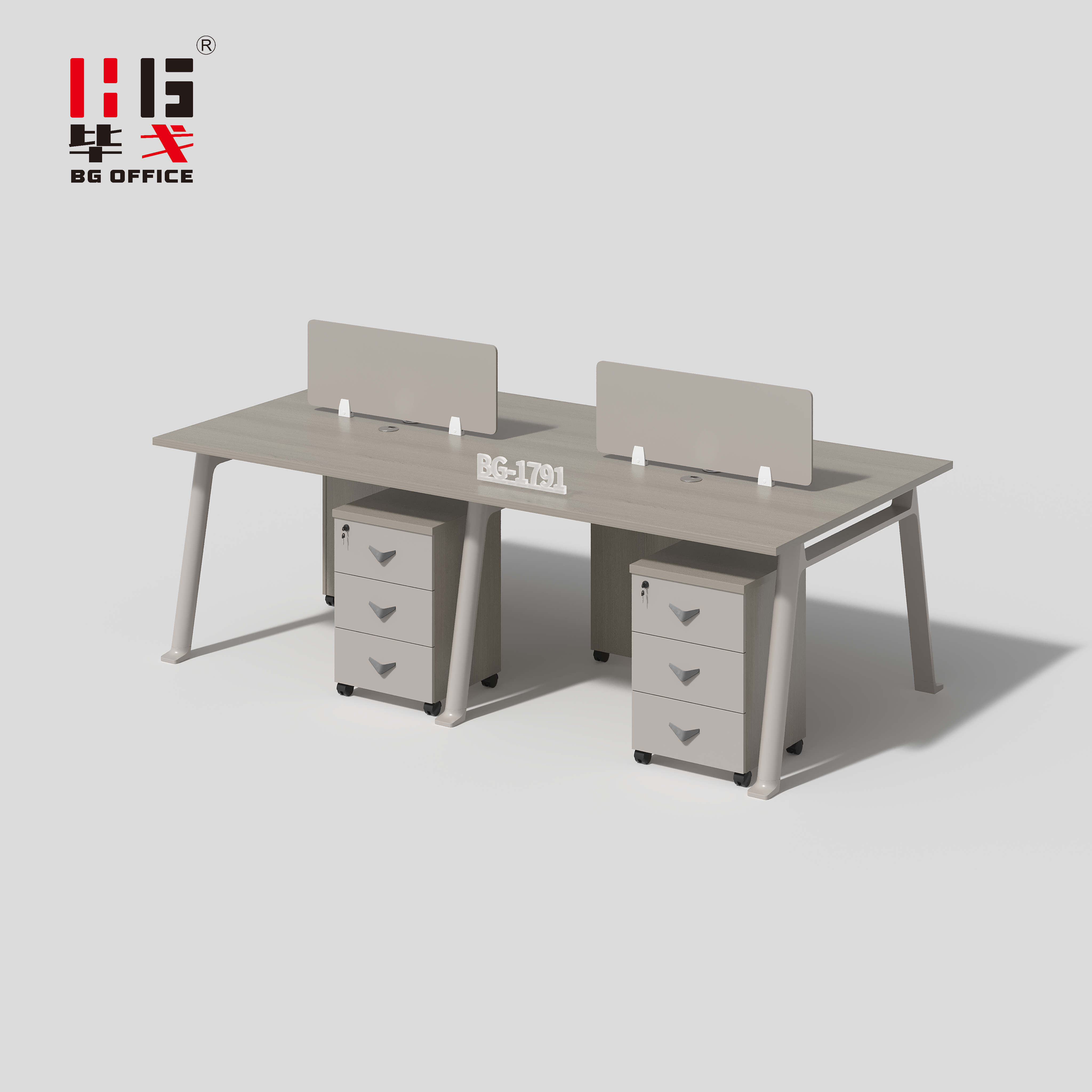 Modern Melamine Office Workstation with Mobile Storage Cabinet
